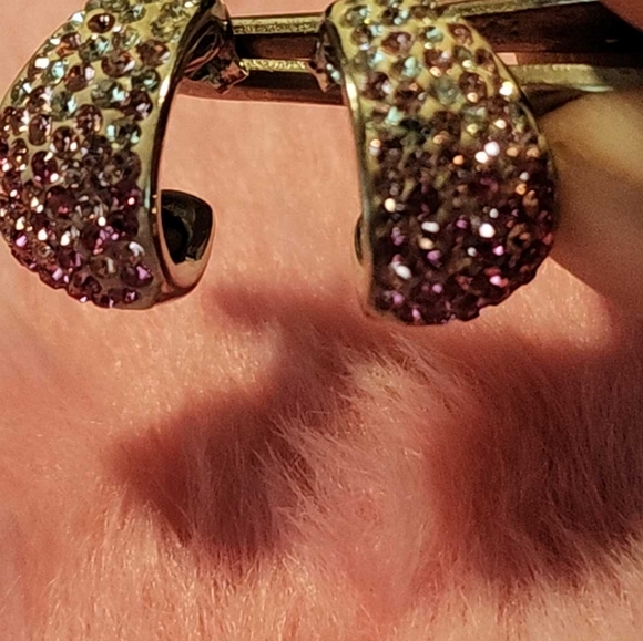 Jewelry set, 925, pink and white heart pendant and huggy hoops - Picture 4 of 10